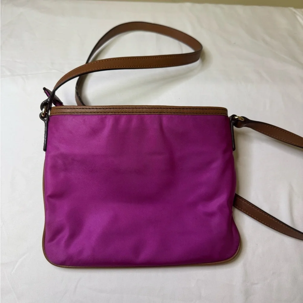 Michael Kors Nylon Crossbody‎ Bag – Fuchsia & Tan Trim
